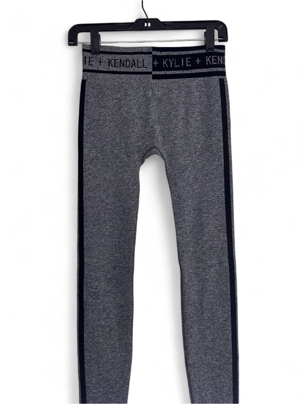 Kendall + Kylie gray heather leggings with black side stripes